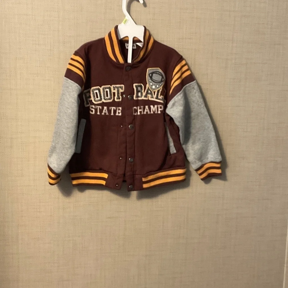 Kids Football State Champ Jacket - Maroon and Gray